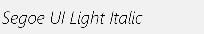 Segoe UI Light Italic