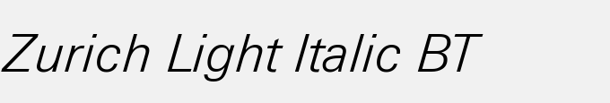 Zurich Light Italic BT