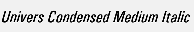 Univers Condensed Medium Italic