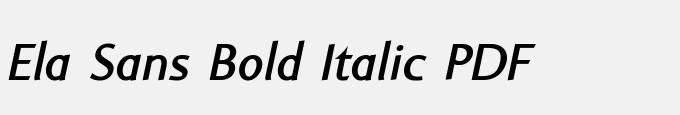 Ela Sans Bold Italic PDF