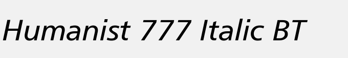 Humanist 777 Italic BT