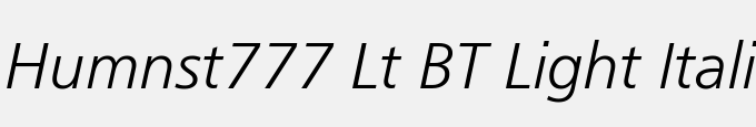 Humnst777 Lt BT Light Italic