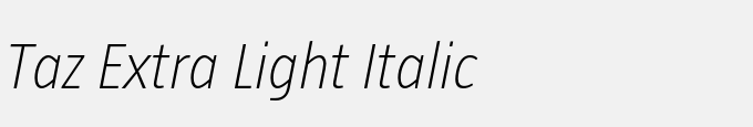 Taz Extra Light Italic